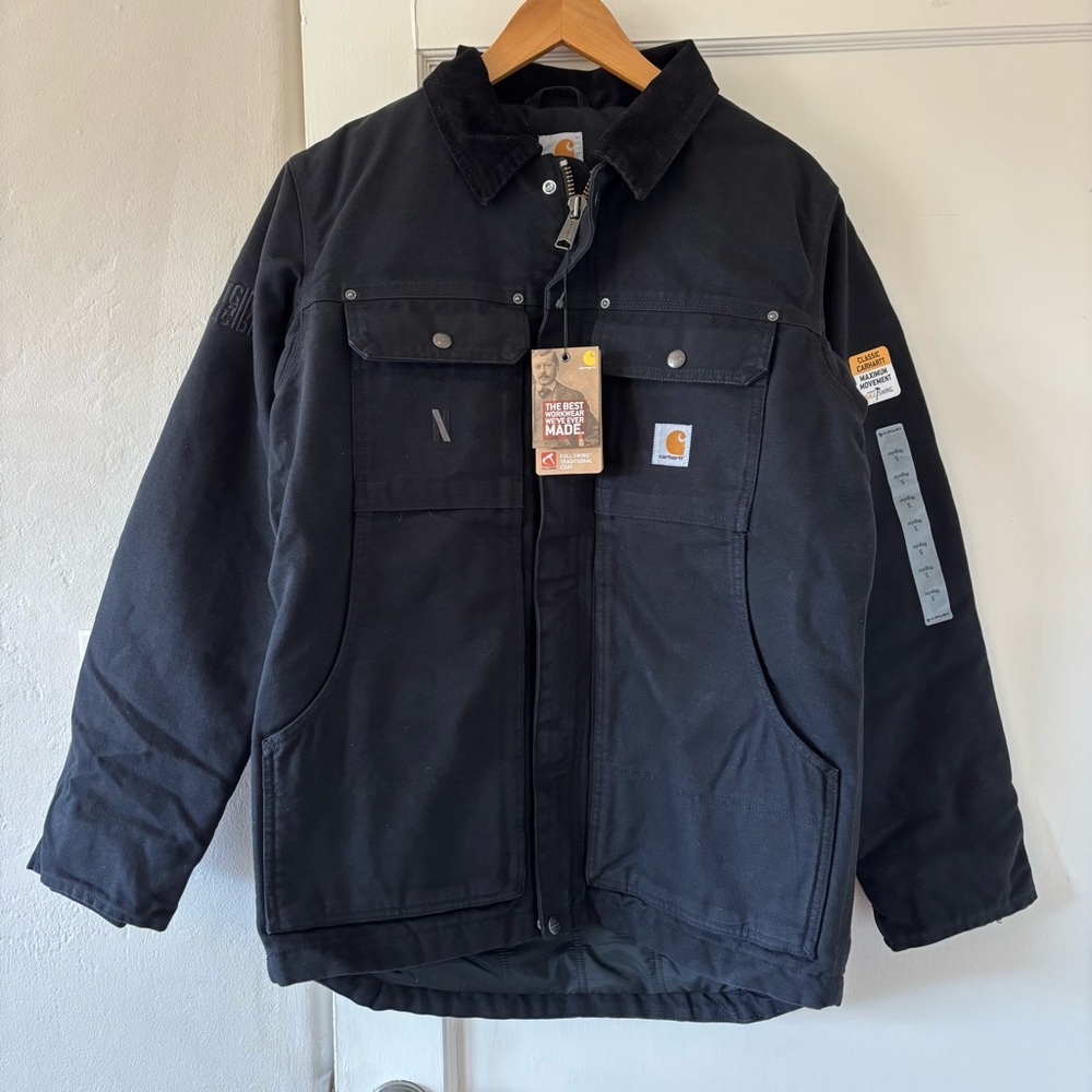NWT Carhartt Black Full Swing Jacket Mens Small Embroidered
